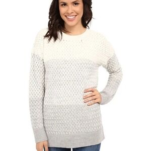 BRIGITTE BAILEY SOPHIE OMBRE KNIT SWEATER TOP HEATHER GREY/CREAM‎ SMALL